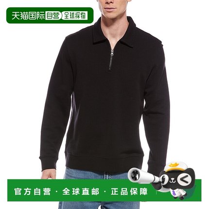 自营Vince French Terry 1/4-Zip Pullover - black 美国奥莱直发