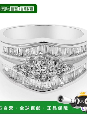 自营 vir jewels1 cttw SI3-I1 钻石鸡尾酒订婚戒指 14K 白金圆形