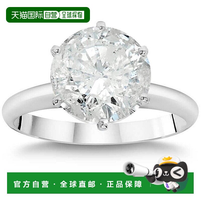 自营 pompeii32 1/4 克拉 TDW 单石圆形钻石 6 爪订婚戒指 14k 白
