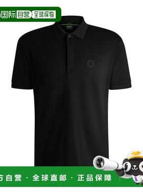 自营 bossPaddy polo shirt in cooling cotton - black 美国奥莱