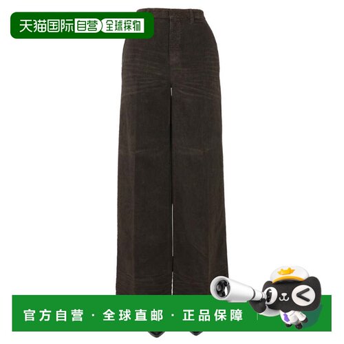 自营dsquared2High-Waisted Brown Wide-Leg Pants - black 美国