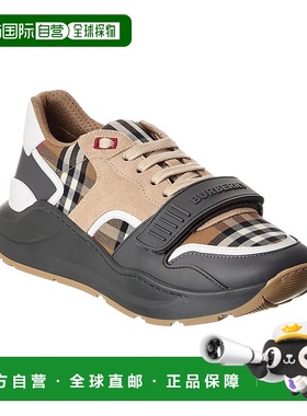 自营Burberry Ramsey Check Canvas & Suede Sneaker - brown 美