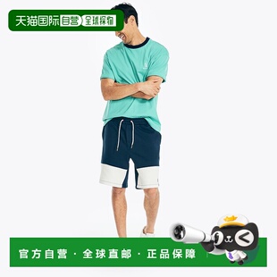 自营 Nautica诺帝卡男士T恤衬衫绿色棉质圆领短袖宽松  美国奥莱