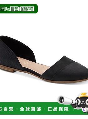 自营 Toms Jutti平底鞋女式美国7号黑色皮革舒适滑套D’orsay FZP