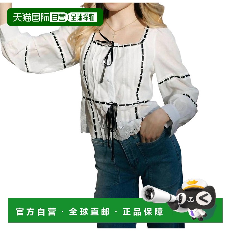 自营 storia白色缎带上衣 美国奥莱直发