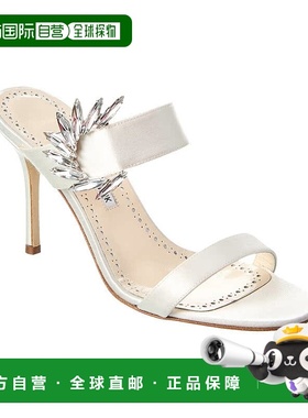 自营 Manolo Blahnik Chivela 90 缎面凉鞋 - 白色 美国奥莱直发