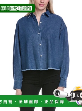 自营7 For All Mankind Cropped Button-Down Shirt - blue 美国