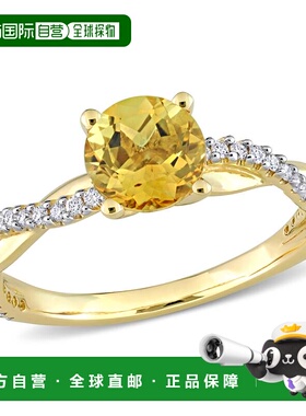 自营 mimi & max14k 金 1 CT TGW 黄水晶和 1/6 CT TW 钻石交叉戒