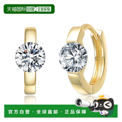 自营geneviveSterling Silver 14K Gold Plated with Clear Cubic