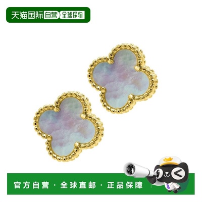 自营 adornia14k 镀金白色珍珠母贝花朵耳钉 - 白色 美国奥莱直发