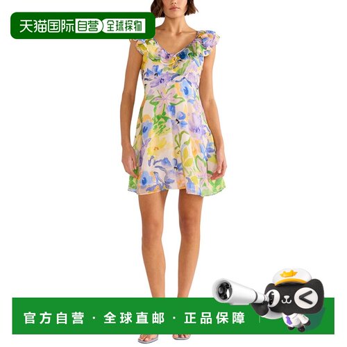 自营MINKPINK Fable Frill Mini Dress - blue 美国奥莱直发