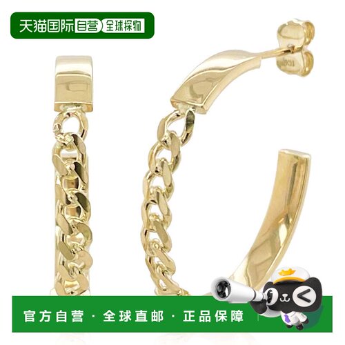 自营sabrina14K Yellow Gold Open Hoop Chain Earrings - yellow