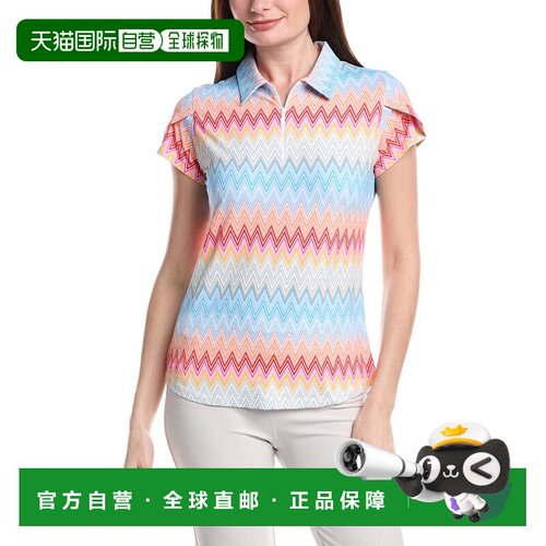 自营IBKUL Tulip Sleeve Polo Shirt - pink 美国奥莱直发上衣