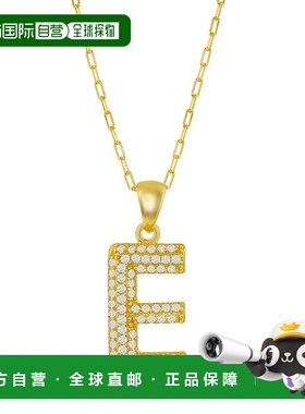 自营 simona纯银 Micro Pave CZ \'J\' 块首字母带回形针链 - 镀