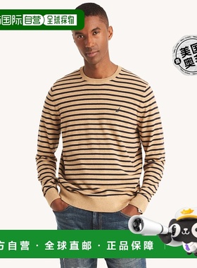 Nautica 男式 Navtech 条纹圆领毛衣 - 沿海驼色混色兄弟 【美国
