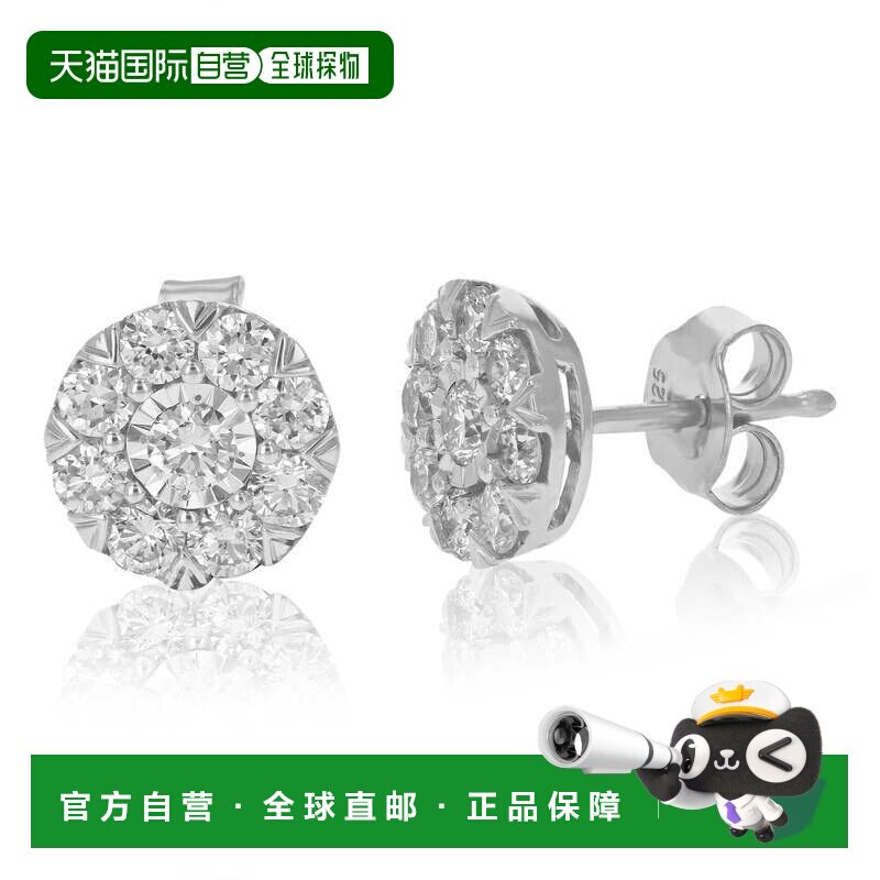 自营vir jewels1 克拉圆形实验室培育钻石耳钉 .925 纯银爪镶 1/3