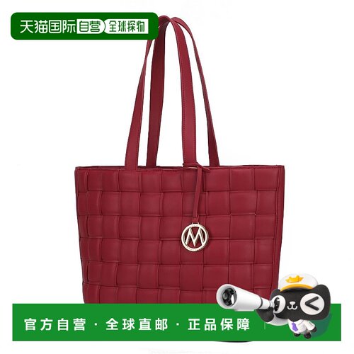 美国直邮自营mia k collectionRowan 编织纯素皮革女士手提包 -
