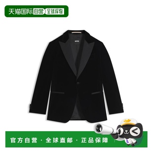 自营bossSlim-fit tuxedo jacket in cotton velvet - black 美国