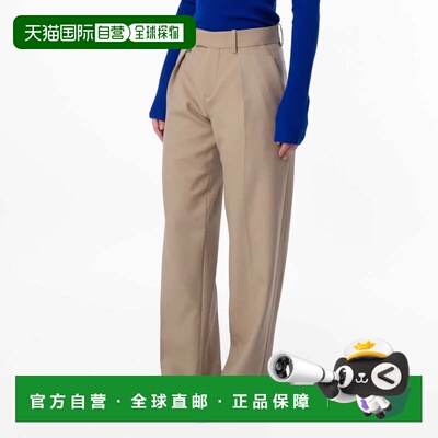 自营Burberry Tailored Wool Wide-Leg Trousers - flax 美国奥莱