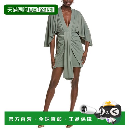 自营susana monaco Pleated Dolman Wrap Dress - gray 美国奥莱