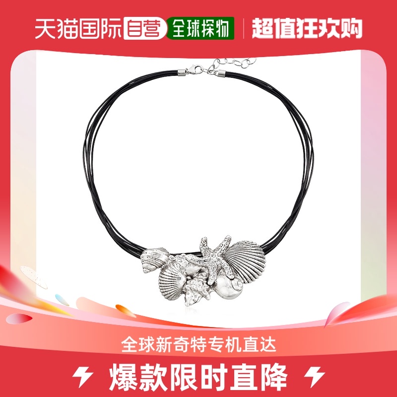 Ross-Simons Sterling Silver and Black Leather Starfish and S 饰品/流行首饰/时尚饰品新 项链 原图主图