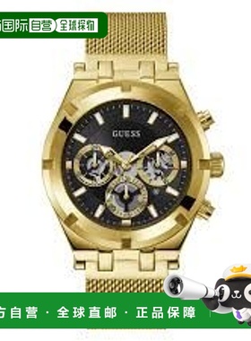 自营Guess Stainless Steel Dress Men's Watch - gold 美国奥莱