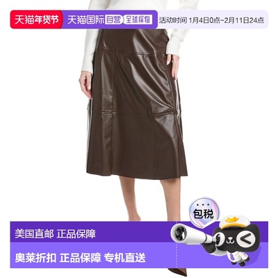 自营1.STATE Panelled Belted Midi Skirt - brown 美国奥莱直发