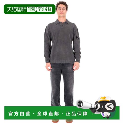 自营c.p. company丝绒棉质Polo衫-灰色 美国奥莱直发