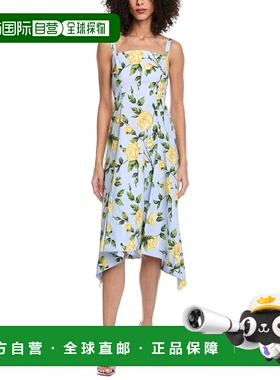 自营Oscar de la Renta English Roses Poplin Midi Dress - yell
