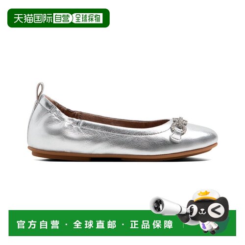 自营FitFlop快板金属皮革扁平银色 美国奥莱直发女鞋一脚蹬