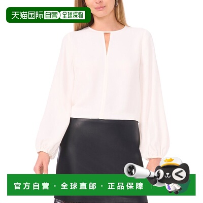 自营Vince Camuto Keyhole Blouse - white 美国奥莱直发泡泡袖