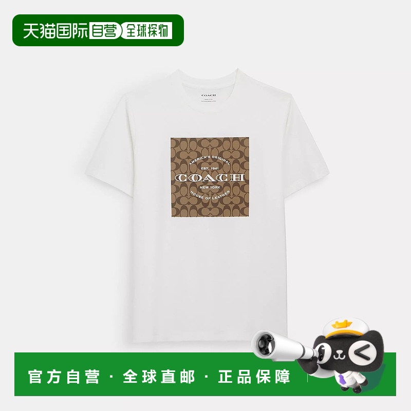 自营 Coach蔻驰男士标志性有机棉方形T恤CO790 美国奥莱直发