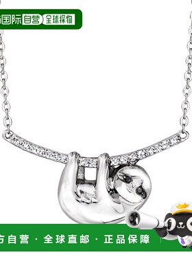 自营 Ross-Simons 白色和黑色钻石树懒项链 925 纯银 - 18 英寸