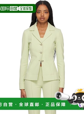 1h可退 香港直邮潮奢 GANNI 甘尼 女士 绿色平驳领西装外套 F7832