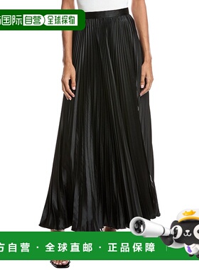 自营AMUR苏菲褶皱A字裙-黑色 美国奥莱直发半身裙百褶裙
