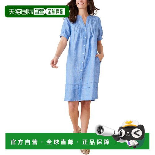 自营J.McLaughlin Linen Dress - blue 美国奥莱直发连衣裙