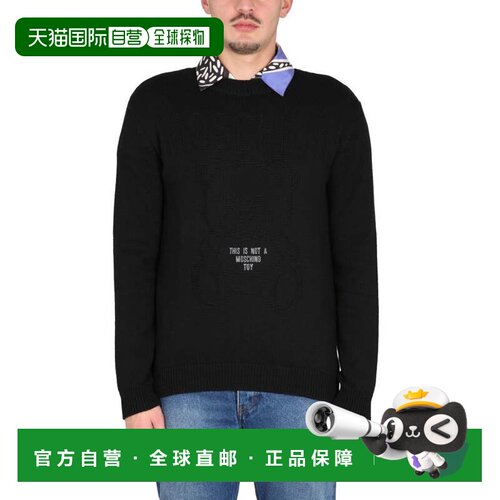 自营moschinoCross-Neck Cotton Sweater - black 美国奥莱直发