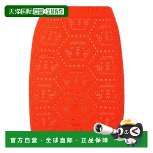 荧光橙 Monogram 美国奥莱直 plein荧光针织迷你裙 自营philipp