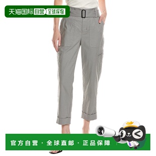 直筒裤 自营 美国奥莱直发休闲裤 灰色 Vince皮带亚麻混纺长裤