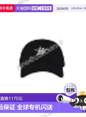 1h可退 香港直邮潮奢 We11Done 男士 黑色 WD One 棒球帽 WDAH322