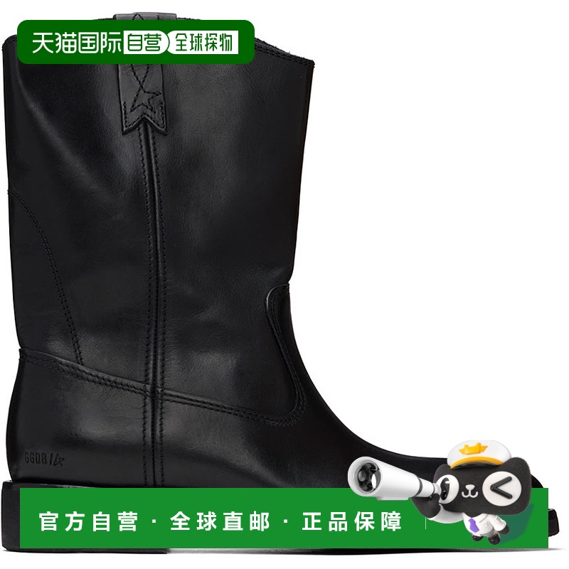 1h可退 香港直邮潮奢 GOLDEN GOOSE 男士 黑色 Biker 中筒靴 GMF0