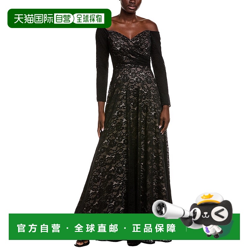 自营Rene Ruiz Embroidered A-Line Dress - black 美国奥莱直发