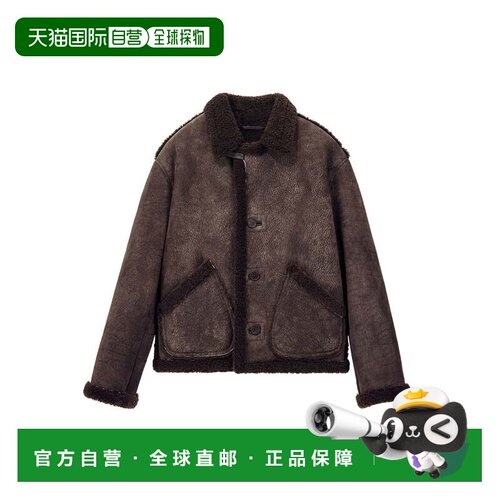 自营giorgio armani深棕色Shearling衬里夹克-棕色 美国奥莱直发