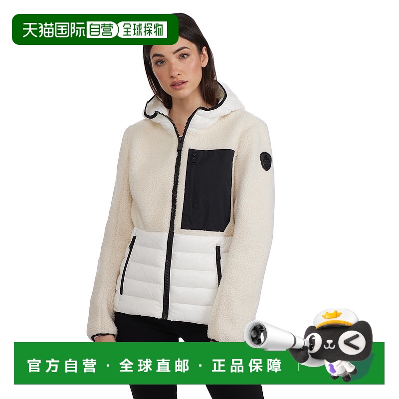 自营 Pajar 女士浅黄色轻质混合媒体夹克，带固定兜帽 - 白色 op