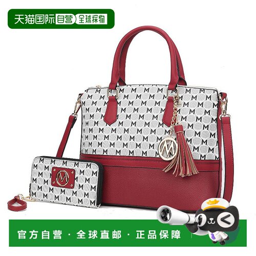 mia k collectionSaylor 圆形 M 徽章印花女式手提包带配套腕带钱