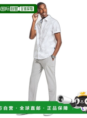 自营 Nautica 男式 Navtech 修身印花短袖衬衫 - 鲨鱼鳍灰色 17-3