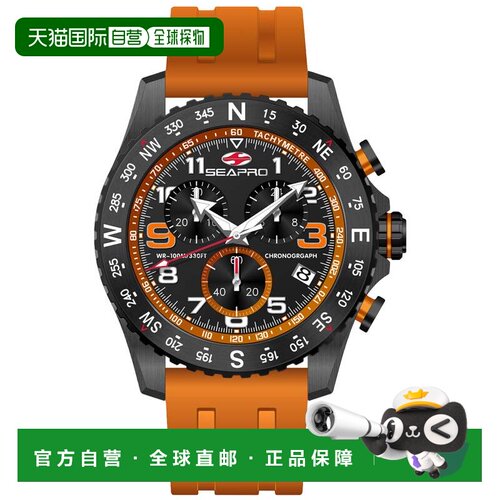 自营Seapro Men's Gallantry Black Round 44mm - black 美国奥莱