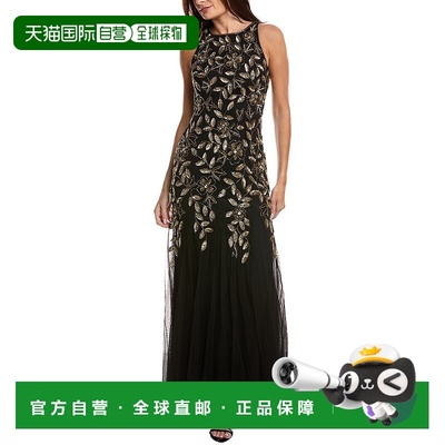 自营Adrianna Papell Beaded Godet Maxi Dress - black 美国奥莱