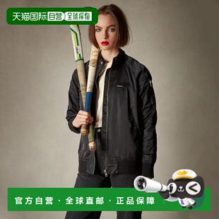 自营members onlyWomen's Satin Bomber Jacket - black 美国奥莱