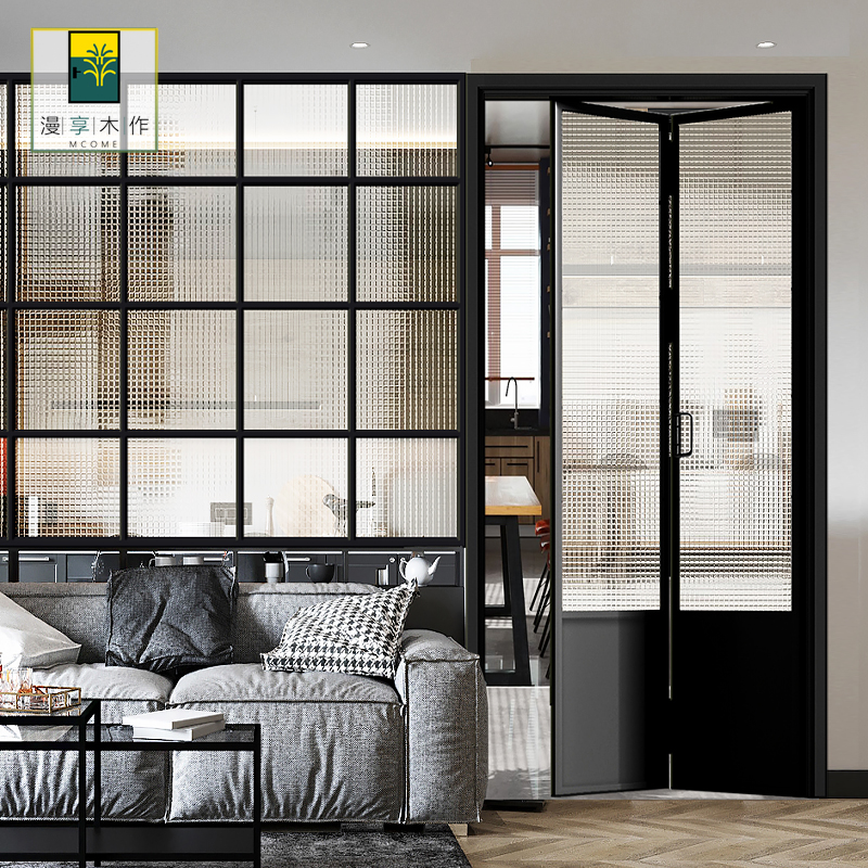 漫享木作定制室内厨房门隔断卫生间玻璃门折叠门钛镁铝合金推拉门